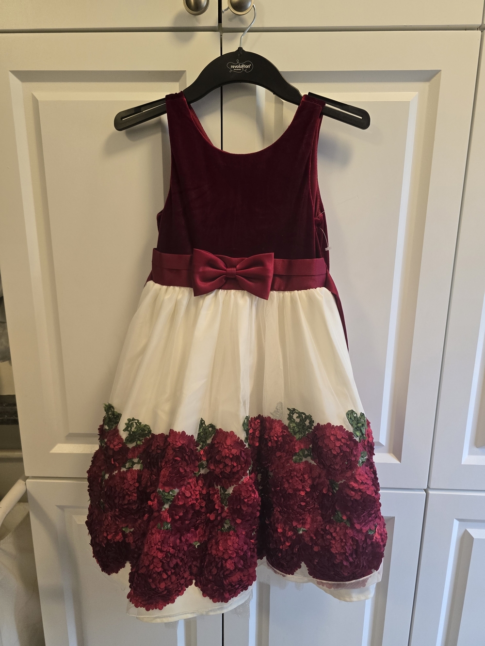 Couture Princess Girls Red Velvet & Tulle Flower Dress Holiday Christmas Size 7